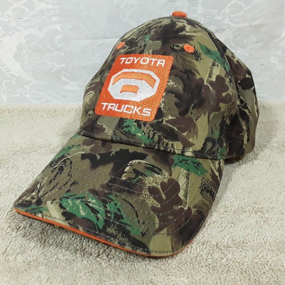 Clean! TOYOTA TRUCKS Hat, Adjustable Baseball Cap, Tundra, brown green tree camo